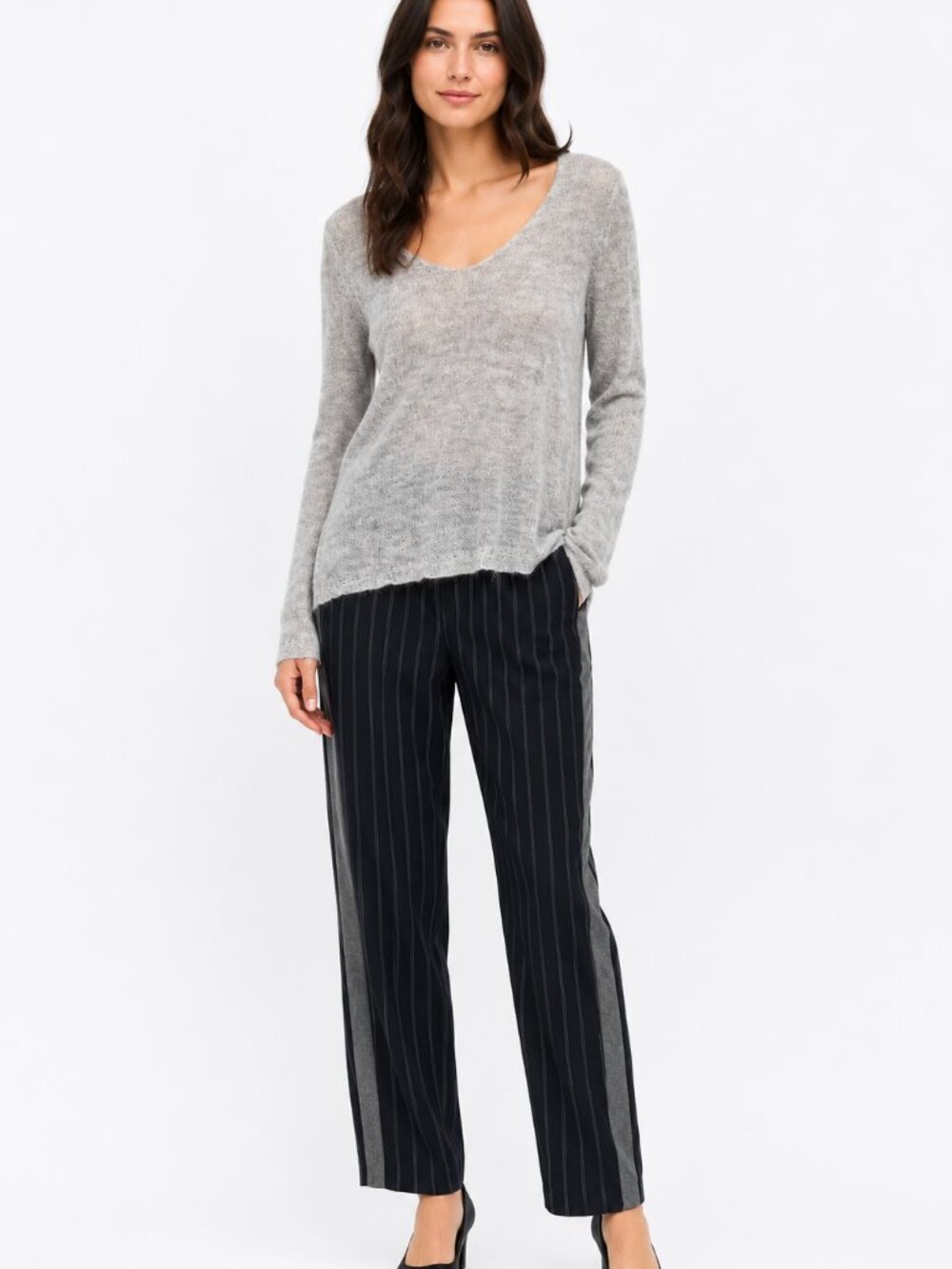 Zara Knit Kid Mohair Sweater & Zara Pinstripe Trousers Outfit Set (Size S)